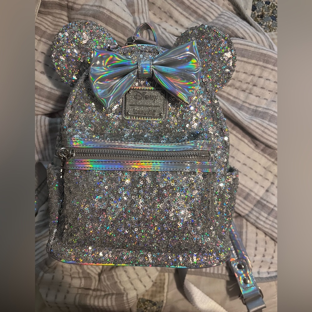 Loungefly X LASR Exclusive Disney Holographic Sequin Minnie Mini Backpack